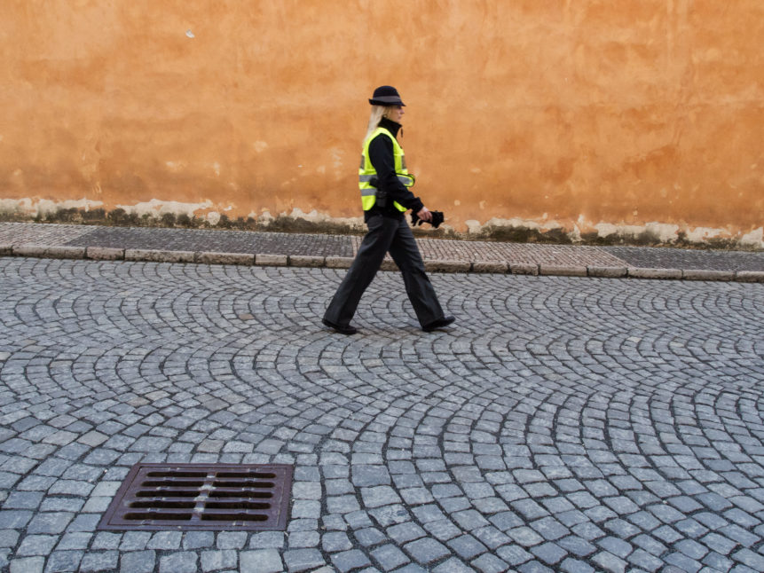 police woman walking